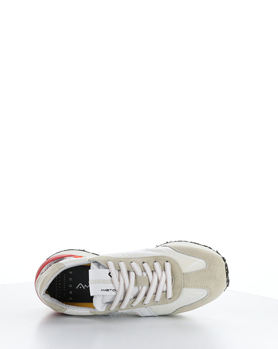 12127W Off White Combi Leather/Textile