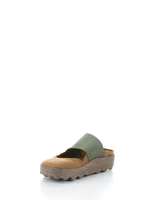 Cana176Asp 010 Cognac/Dkgrn Faux Suede