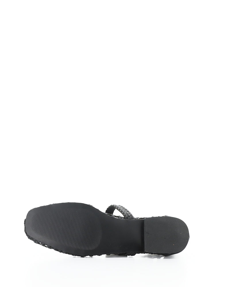 Wilda Black Woven Leather